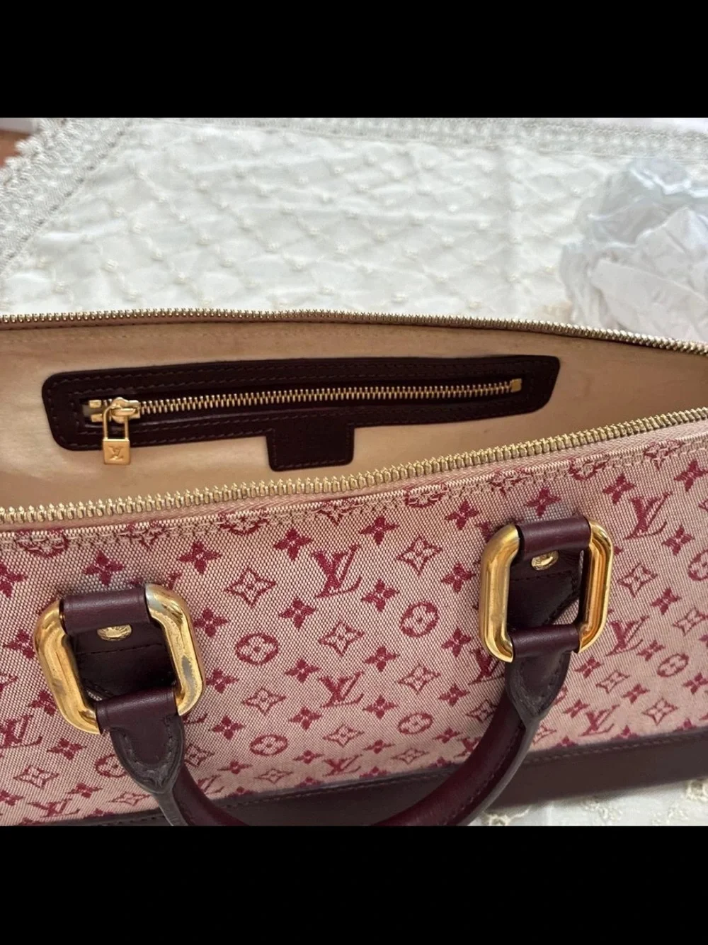 Louis Vuitton Pink and Dark Brown Monogram Satchel